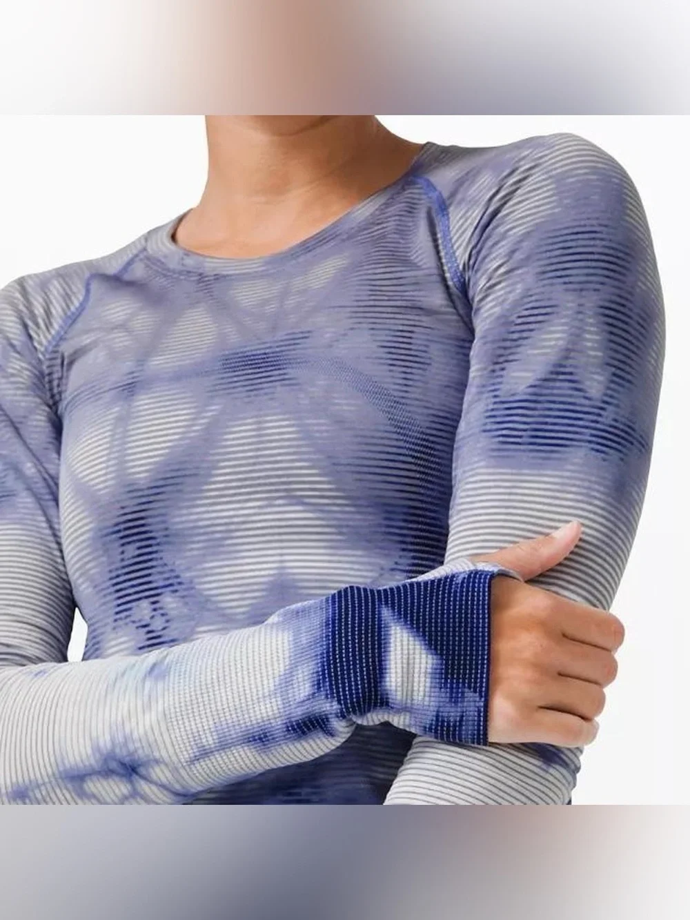 Lululemon Swiftly Tech Long-Sleeve Blue Ribbed Performance Top